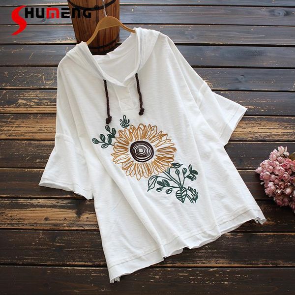summer women korean-style commuter ladies t-shirt loose short-sleeved hooded drawstring embroidered casual tee women's, White
summer women korean-style commuter ladies t-shirt loose short-sleeved hooded drawstring embroidered casual tee women's, White