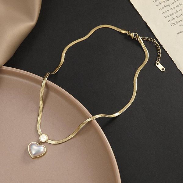 pendant necklaces voerynt korean love pearl necklace female shell snake chain titanium steel gold color heart-shaped clavicle jewelry r, Silver
pendant necklaces voerynt korean love pearl necklace female shell snake chain titanium steel gold color heart-shaped clavicle jewelry r, Silver