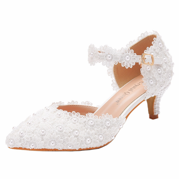 dress shoes 5cm white lace pearl pointed sandals low heel large size single women's wedding bridal high heels, Black
dress shoes 5cm white lace pearl pointed sandals low heel large size single women's wedding bridal high heels, Black