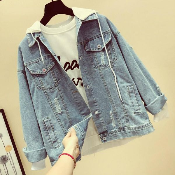 women's jackets coat women spring autumn loose-fit plus size hooded versatile denim jacket and womens clothing, Black;brown
women's jackets coat women spring autumn loose-fit plus size hooded versatile denim jacket and womens clothing, Black;brown