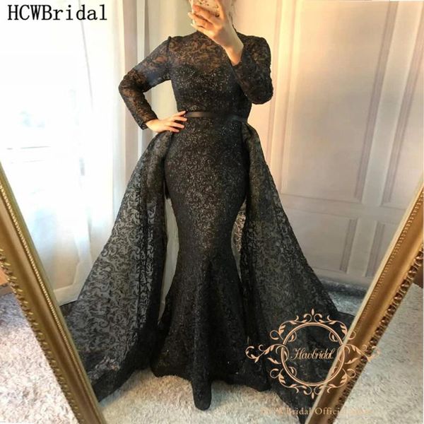 party dresses glitter black mermaid evening dress high neck long sleeves detachable train charming women wedding customize, White;black
party dresses glitter black mermaid evening dress high neck long sleeves detachable train charming women wedding customize, White;black