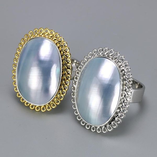 cluster rings real pure sterling silver ring 925 natural mabe pearl exaggerated big women resizable fine jewelry bijoux, Golden;silver
cluster rings real pure sterling silver ring 925 natural mabe pearl exaggerated big women resizable fine jewelry bijoux, Golden;silver
