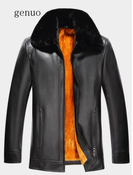 men's fur & faux men winter leather jacket manufacturers direct sales mid-aged pu warm fleece lapel plus plush warmth, Black
men's fur & faux men winter leather jacket manufacturers direct sales mid-aged pu warm fleece lapel plus plush warmth, Black