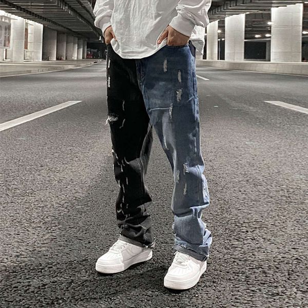 clothing colour block gat high street jeans for men's rights retro gerafeld random denim broek harajuku baggy oversize, Blue
clothing colour block gat high street jeans for men's rights retro gerafeld random denim broek harajuku baggy oversize, Blue