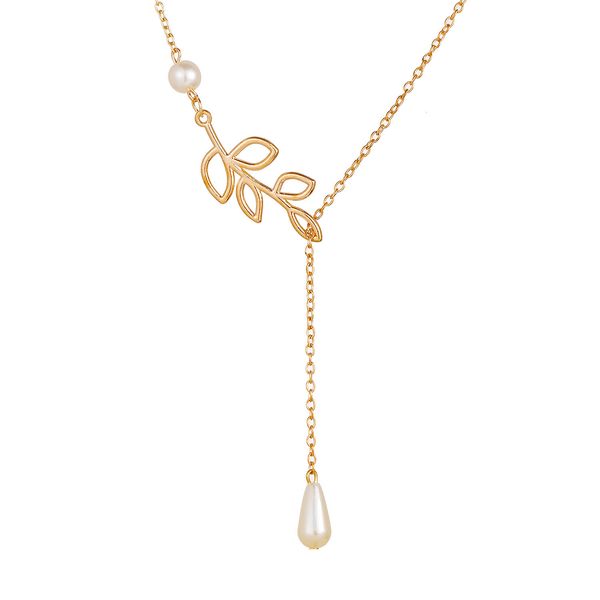 32a38 fashion personality leaves artificial pearl water drop cross clavicle chain female, Silver
32a38 fashion personality leaves artificial pearl water drop cross clavicle chain female, Silver