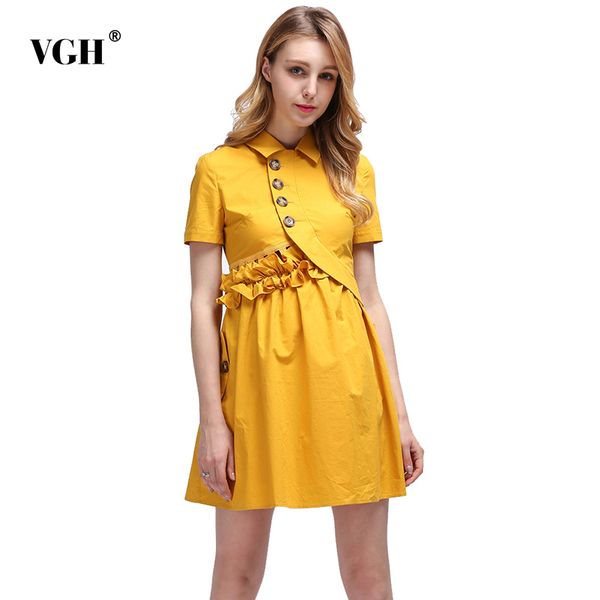 vgh solid dresses for women lapel short sleeve backless high waist patchwork ruffles mini dress female summer clothing 210421, Black;gray
vgh solid dresses for women lapel short sleeve backless high waist patchwork ruffles mini dress female summer clothing 210421, Black;gray