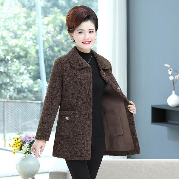 women's fur & faux autumn winter sheep shearing jacket female fashion thicken loose mother casual overcoat oversize warm spring outerwe, Black
women's fur & faux autumn winter sheep shearing jacket female fashion thicken loose mother casual overcoat oversize warm spring outerwe, Black