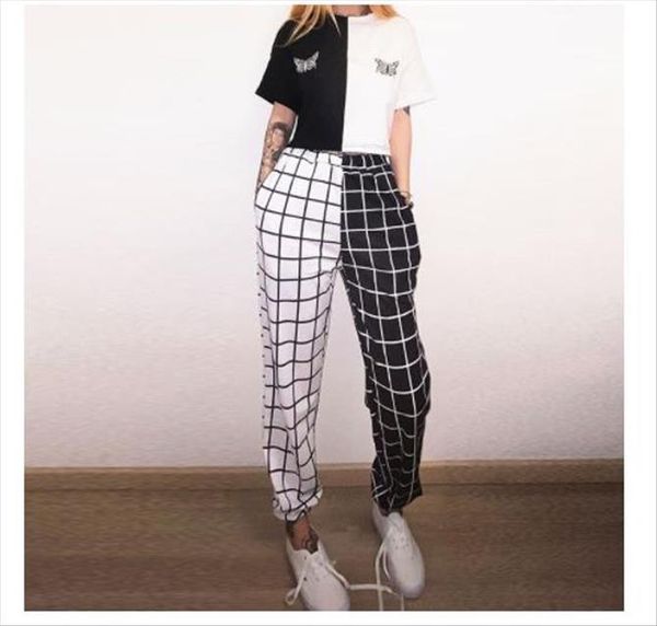 styles black white plaid women pant patchwork jogger cargo hight waist straight long trousers sprots casual
styles black white plaid women pant patchwork jogger cargo hight waist straight long trousers sprots casual