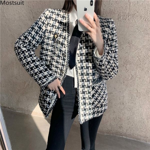 winter coat women vintage fashion jecktes korean loose long sleeve single breasted houndstooth ladies 210518, Black;brown
winter coat women vintage fashion jecktes korean loose long sleeve single breasted houndstooth ladies 210518, Black;brown