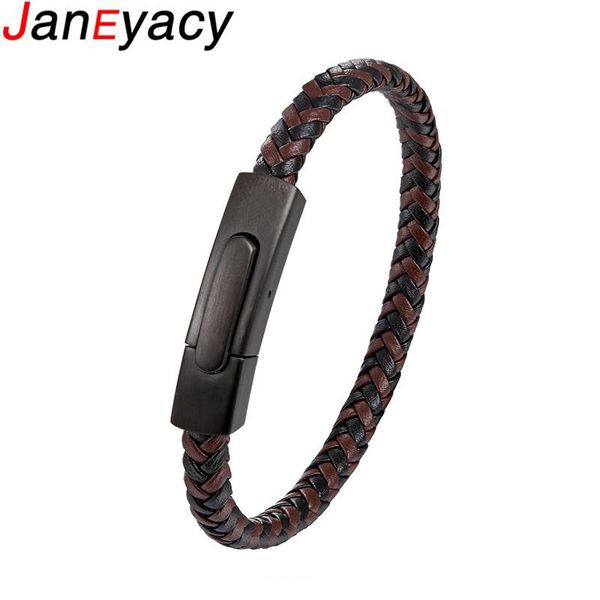 link, chain 2021 jewelry punk braided men geunine leather bracelet homens pulseira stainless steel bracelets bangles valentine's day pr, Black
link, chain 2021 jewelry punk braided men geunine leather bracelet homens pulseira stainless steel bracelets bangles valentine's day pr, Black