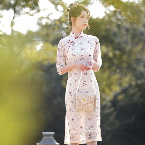 chinese traditional dress cheongsam lace women elegant girls party wedding qipao fashion vintage short sleeve ethnic clothing, Red
chinese traditional dress cheongsam lace women elegant girls party wedding qipao fashion vintage short sleeve ethnic clothing, Red