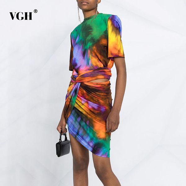 vgh tie dye two piece set for women o neck short sleeve t shirts high waist drawstring mini skirts casual sets female style 210421, White
vgh tie dye two piece set for women o neck short sleeve t shirts high waist drawstring mini skirts casual sets female style 210421, White