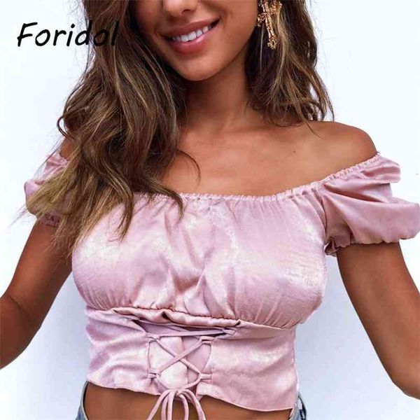 pink satin summer blouse shirt women lace up front boho beach crop short sleeve casual backless 210427, White
pink satin summer blouse shirt women lace up front boho beach crop short sleeve casual backless 210427, White