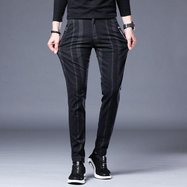 men's pants 2021 spring autumn winter casual sanded men striped elastic slim straight cotton blue black trousers 38
men's pants 2021 spring autumn winter casual sanded men striped elastic slim straight cotton blue black trousers 38
