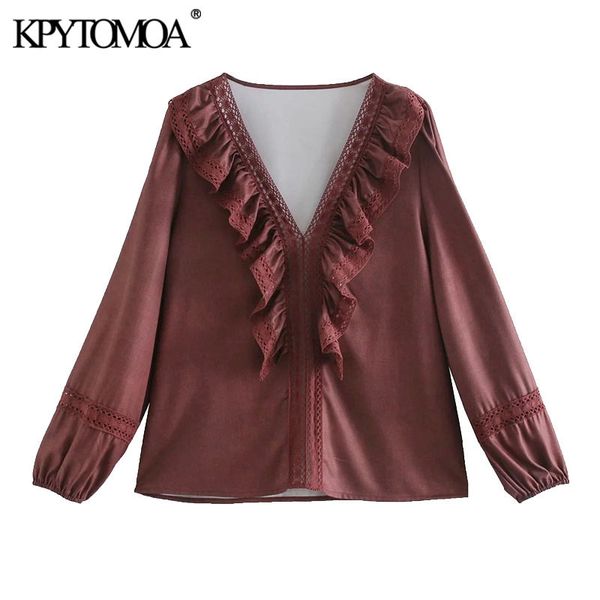 women fashion with ruffle trim loose blouse vintage v neck long sleeve female shirts blusas chic 210416, White
women fashion with ruffle trim loose blouse vintage v neck long sleeve female shirts blusas chic 210416, White