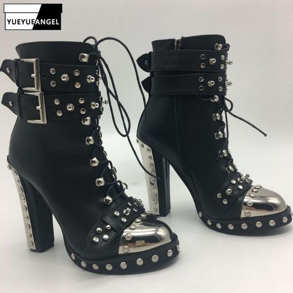 punk high heel ankle boots women fashion metal round toe rivet buckle straps heels shoes black lace up plus size 42
punk high heel ankle boots women fashion metal round toe rivet buckle straps heels shoes black lace up plus size 42