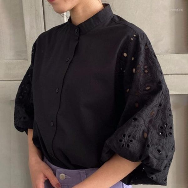 women's blouses & shirts 2021 summer fashion solid color japanese style blouse casual temperament lantern sleeve stand-up collar loose, White
women's blouses & shirts 2021 summer fashion solid color japanese style blouse casual temperament lantern sleeve stand-up collar loose, White