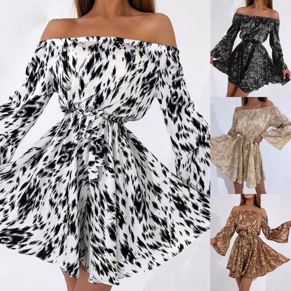 casual dresses elegant flare long sleeve a-line mini dress spring summer leopard print off shoulder loose fit vestido robe, Black;gray
casual dresses elegant flare long sleeve a-line mini dress spring summer leopard print off shoulder loose fit vestido robe, Black;gray