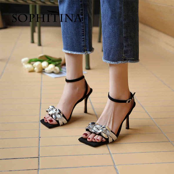 sophitina thin heels fashionable chain women shoes sandals summer party square toe metal decoration ankle buckle fo340 210513, Black
sophitina thin heels fashionable chain women shoes sandals summer party square toe metal decoration ankle buckle fo340 210513, Black