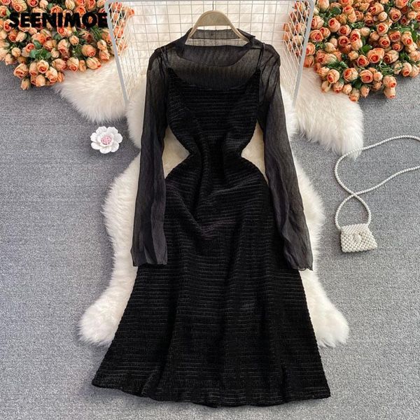 casual dresses seenimoe vintage two piece velvet dress + mesh blouse women romantic floral tunic party long sleeve elegant midi, Black;gray
casual dresses seenimoe vintage two piece velvet dress + mesh blouse women romantic floral tunic party long sleeve elegant midi, Black;gray