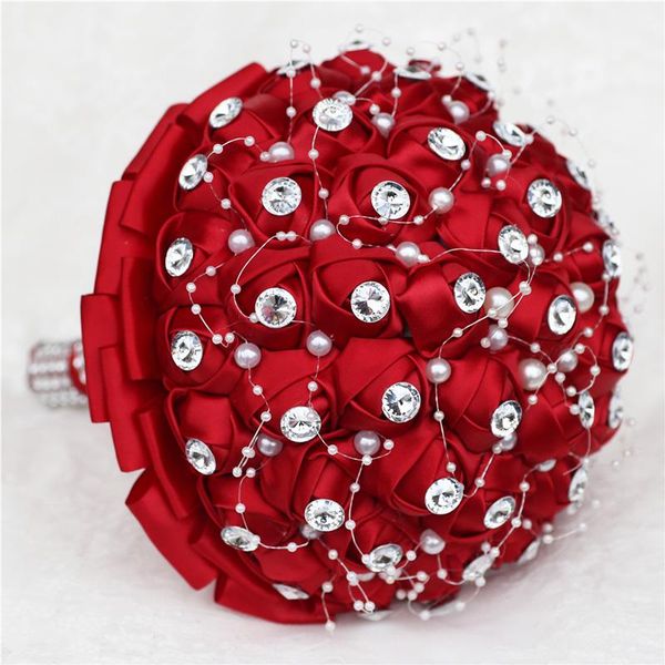 wedding flowers handmade wine red bridal ribbon bouquets satin rose bridesmaids bouquet glitter diamond pearl beaded party w2390
wedding flowers handmade wine red bridal ribbon bouquets satin rose bridesmaids bouquet glitter diamond pearl beaded party w2390