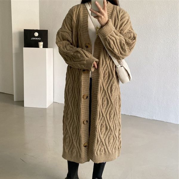 women's jackets 2021 korean thick single breasted vintage-style cleavage shirt in v long-knit woman's sweater outwear, Black;brown
women's jackets 2021 korean thick single breasted vintage-style cleavage shirt in v long-knit woman's sweater outwear, Black;brown