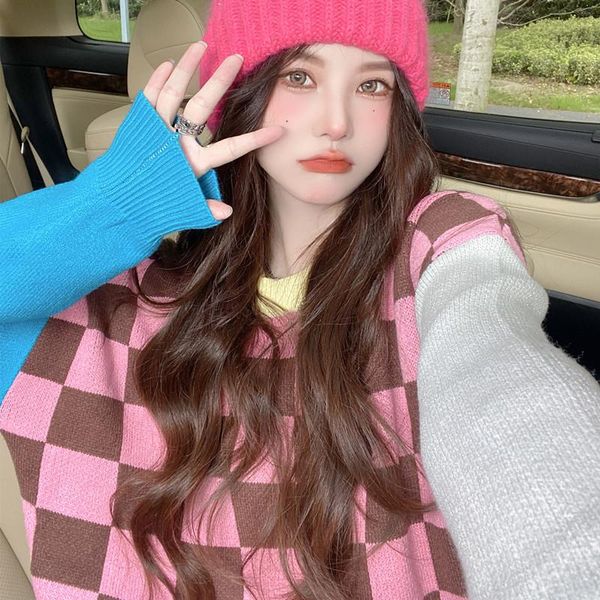 women's sweaters streetwear o-neck knitted women sweater ladies winter fashion korean harajuku loose long sleeves patchwork kawaii pull, White;black
women's sweaters streetwear o-neck knitted women sweater ladies winter fashion korean harajuku loose long sleeves patchwork kawaii pull, White;black