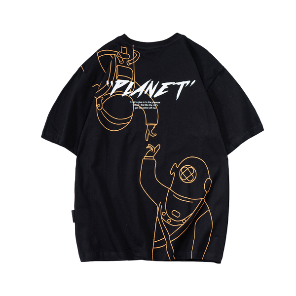 t-shirt simple character line printing casual planet astronaut original fashion streetwear men's t-shirts, White;black
t-shirt simple character line printing casual planet astronaut original fashion streetwear men's t-shirts, White;black