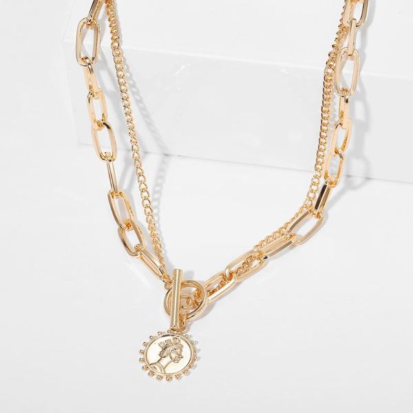 chains fashion head portrait coin pendant necklace female gold silver thick chain multilayer jewelry party
chains fashion head portrait coin pendant necklace female gold silver thick chain multilayer jewelry party