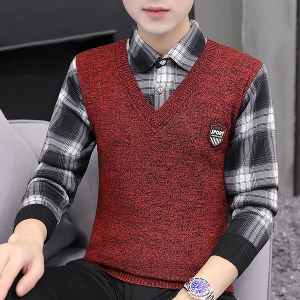 men's sweaters 2021 fashion sweater shirt collar fake two pieces youth trend pullover, White;black
men's sweaters 2021 fashion sweater shirt collar fake two pieces youth trend pullover, White;black