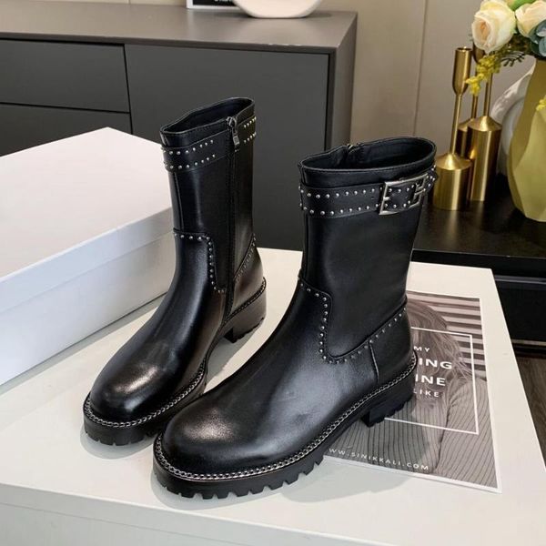 punk style women's boots, real leather rivets, boots button, fight, fashion show, Black
punk style women's boots, real leather rivets, boots button, fight, fashion show, Black