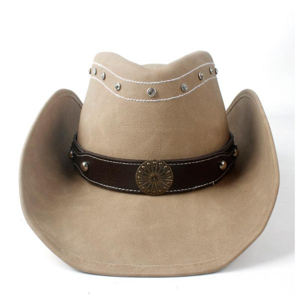 cloches 2021 fashion western cowboy cowgirl hat with punk leather ribbon lady dad sombrero cap roll up size 58-59cm, Blue;gray
cloches 2021 fashion western cowboy cowgirl hat with punk leather ribbon lady dad sombrero cap roll up size 58-59cm, Blue;gray