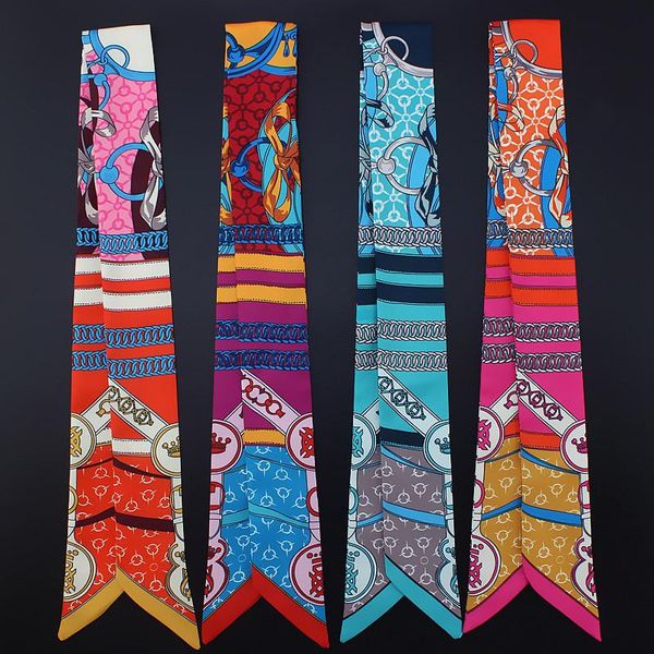 scarves 2021 trendy small twill silk neck scarf women retro link chain print bag tape fashion long ribbons blue headband, Blue;gray
scarves 2021 trendy small twill silk neck scarf women retro link chain print bag tape fashion long ribbons blue headband, Blue;gray