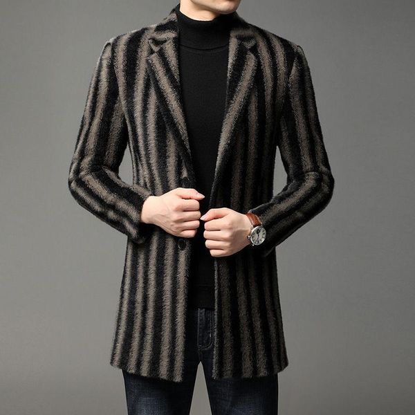 men's casual coat single breasted trendy man 's suit thick striped winter wear suits & blazers, White;black
men's casual coat single breasted trendy man 's suit thick striped winter wear suits & blazers, White;black