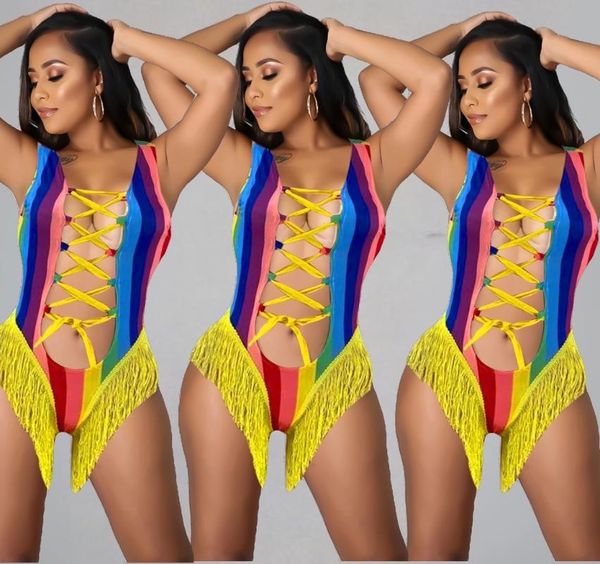 one-piece suits rainbow tassel cross bandage one piece swimsuit women swimwear beach bathing suit monokini swimming
one-piece suits rainbow tassel cross bandage one piece swimsuit women swimwear beach bathing suit monokini swimming
