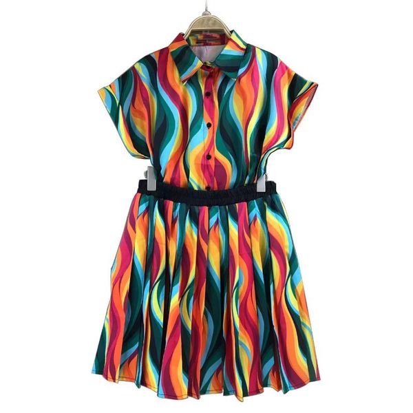 two piece dress sigird women printed set suits short sleeve turn down collar pleated skirt female fashion sets suit outfit, White
two piece dress sigird women printed set suits short sleeve turn down collar pleated skirt female fashion sets suit outfit, White