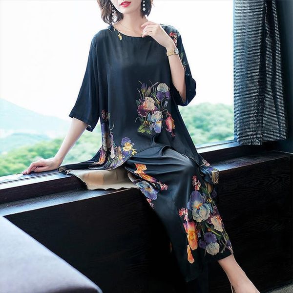 summer middle aged floral womens dresses suit loose short sleeved wide leg pants mother 4xl 2 piece set ladies, White
summer middle aged floral womens dresses suit loose short sleeved wide leg pants mother 4xl 2 piece set ladies, White