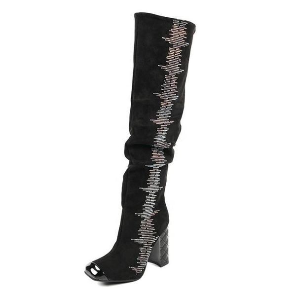 boots western style trendy shiny diamonds long big size 45 custom color black suede women over knee square toe
boots western style trendy shiny diamonds long big size 45 custom color black suede women over knee square toe