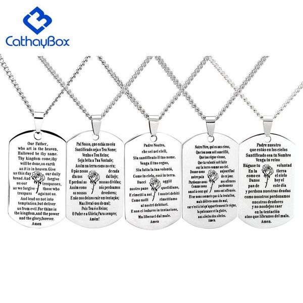 pendant necklaces our father prayer catholic necklace stainless steel men jewelry chain 24", Silver
pendant necklaces our father prayer catholic necklace stainless steel men jewelry chain 24", Silver