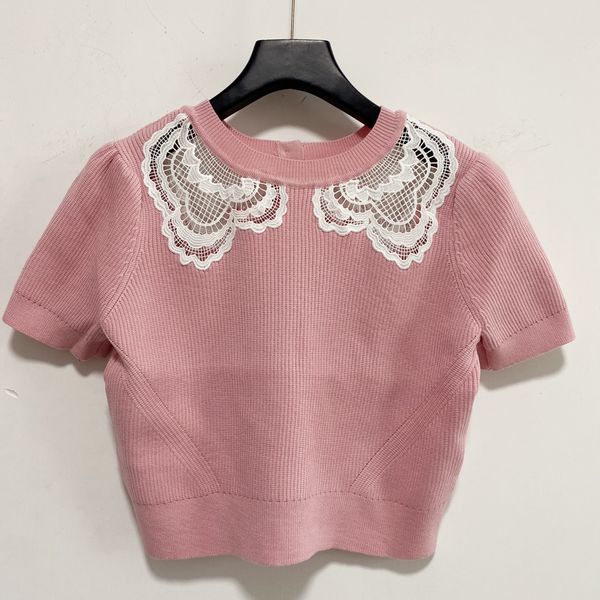 325 2021 Spring Summer Brand Same Style Sweaters High Quality Crew Neck Short Sleeve Pullover Pink Sweater Women Clothes Fangle, White;black
325 2021 Spring Summer Brand Same Style Sweaters High Quality Crew Neck Short Sleeve Pullover Pink Sweater Women Clothes Fangle, White;black