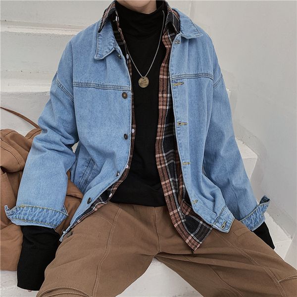 men's jackets jaqueta em denim masculina, jaqueta solta manga comprida europeia ou americana para homens, primavera e outono, cor sólid, Black;brown
men's jackets jaqueta em denim masculina, jaqueta solta manga comprida europeia ou americana para homens, primavera e outono, cor sólid, Black;brown