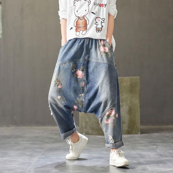 women's jeans 2021 women baggy low crotch denim pants plus size elastic waist floral printed hip hop cross-pants boyfriend trousers, Blue
women's jeans 2021 women baggy low crotch denim pants plus size elastic waist floral printed hip hop cross-pants boyfriend trousers, Blue