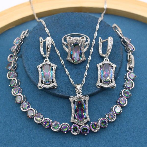earrings & necklace trendy rianbow zirconia silver color jewelry sets for women bridal bracelet ring birthday gift
earrings & necklace trendy rianbow zirconia silver color jewelry sets for women bridal bracelet ring birthday gift