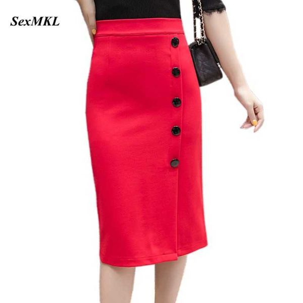 plus size red office skirt women spring fashion work midi black skirt button elegant ladies summer high waist skirts 210528
plus size red office skirt women spring fashion work midi black skirt button elegant ladies summer high waist skirts 210528