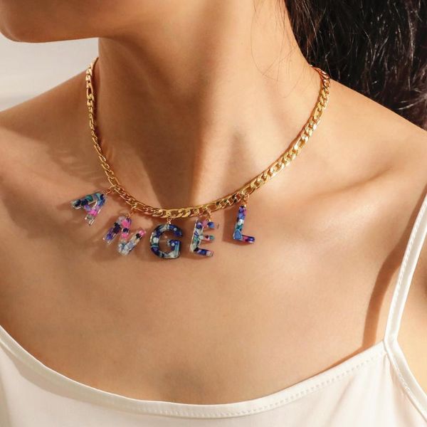 chokers choker on neck resin color letter pendant necklace clavicle chain trend colorful women aesthetic gold, Golden;silver
chokers choker on neck resin color letter pendant necklace clavicle chain trend colorful women aesthetic gold, Golden;silver