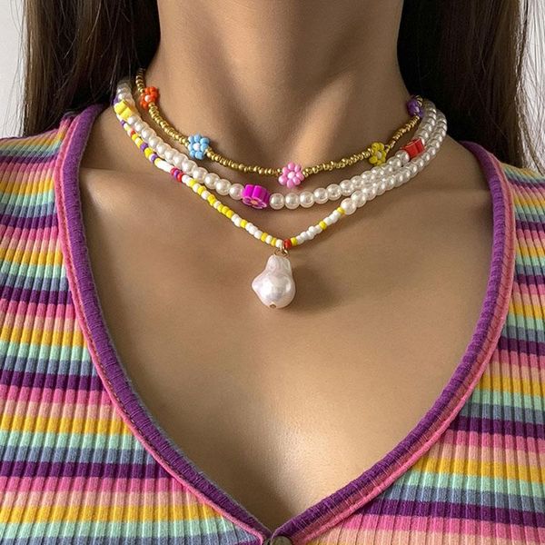 pendant necklaces kmvexo bohemian colorful flower beaded choker for women 2021 fashion baroque pearls necklace handmade jewelry, Silver
pendant necklaces kmvexo bohemian colorful flower beaded choker for women 2021 fashion baroque pearls necklace handmade jewelry, Silver