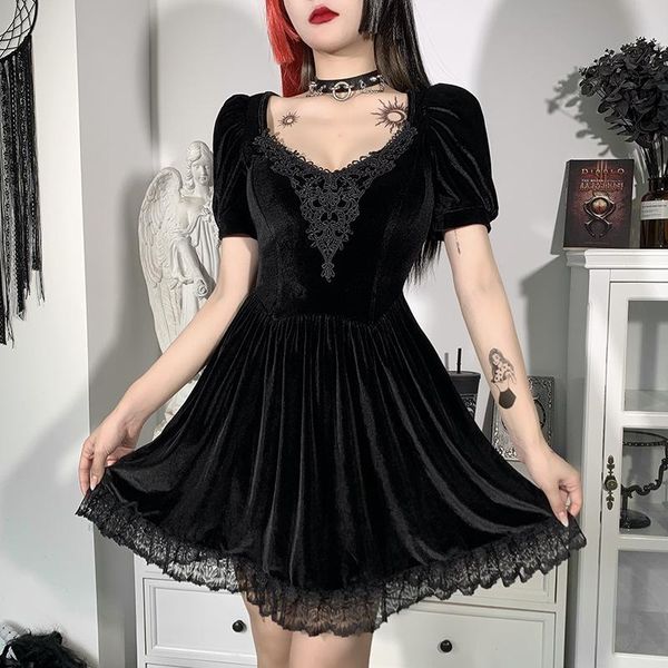 casual dresses black lace bubble bust dress for women 2021 summer korean embroidery mall goth velvet alternative clothing y2k, Black;gray
casual dresses black lace bubble bust dress for women 2021 summer korean embroidery mall goth velvet alternative clothing y2k, Black;gray