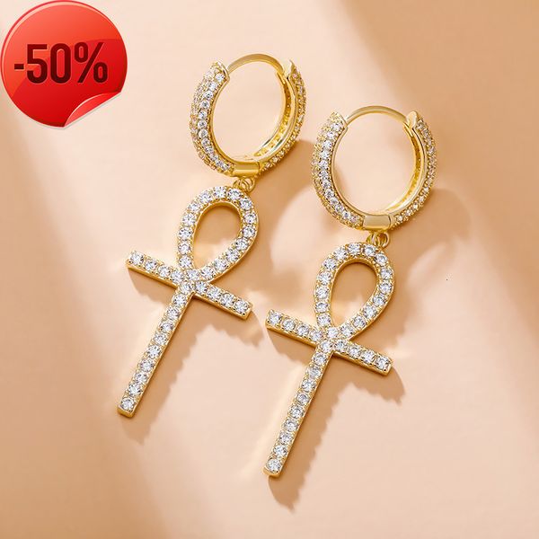 925 silver cross anher earrings full of zircon fashion simple trend women's, Golden
925 silver cross anher earrings full of zircon fashion simple trend women's, Golden