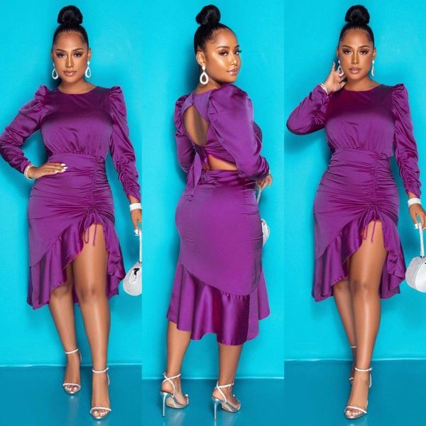 casual dresses explosive women's purple fashion pleated round neck halter stitching ruffled asymmetric ladies dress, Black;gray
casual dresses explosive women's purple fashion pleated round neck halter stitching ruffled asymmetric ladies dress, Black;gray