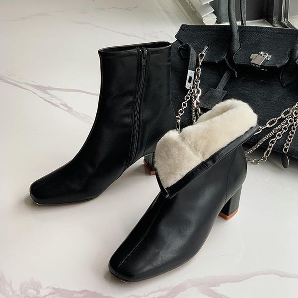 boots mkkhou fashion short women 2021 winter square toe simple versatile thick with 5cm wool warm leather, Black
boots mkkhou fashion short women 2021 winter square toe simple versatile thick with 5cm wool warm leather, Black
